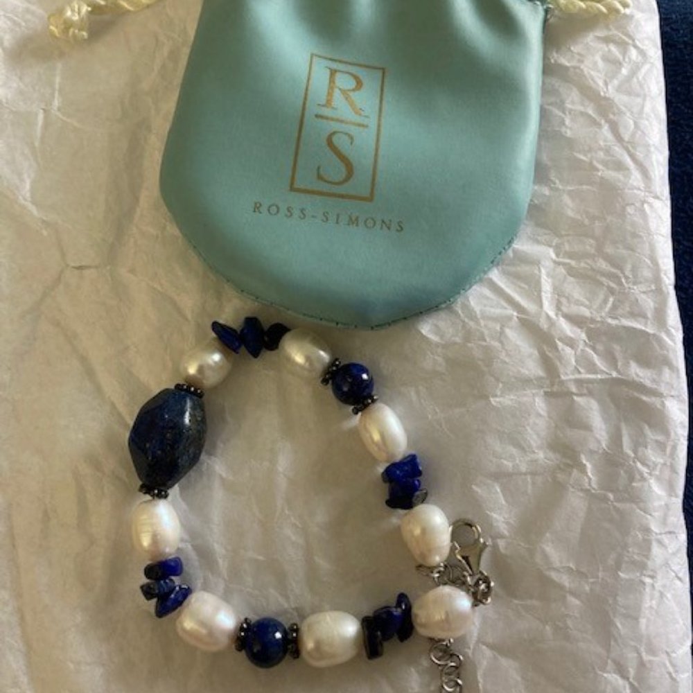 Lapis & Cultured pearl bracelet